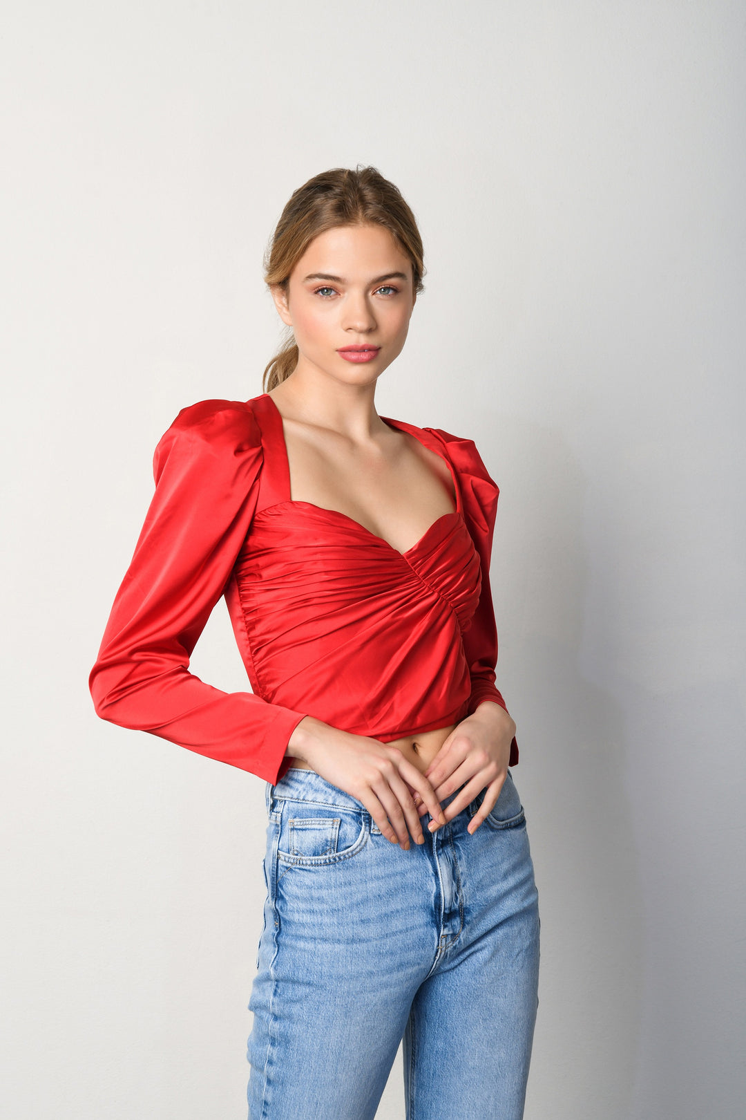 Red Satin Arla Blouse