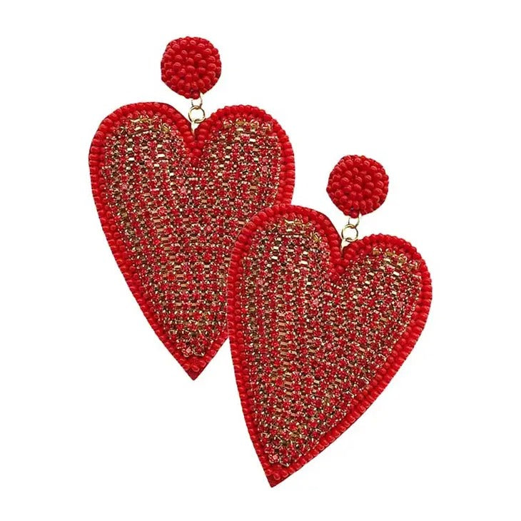 Red Glitz Heart Earrings