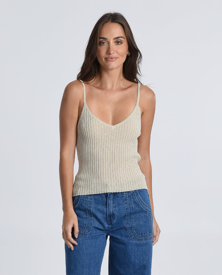 Ribbed Mesh Knitted Tank Top