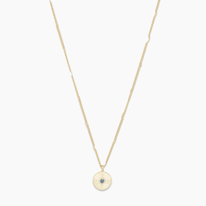 September Gold Sapphire Birthstone Coin Necklace
