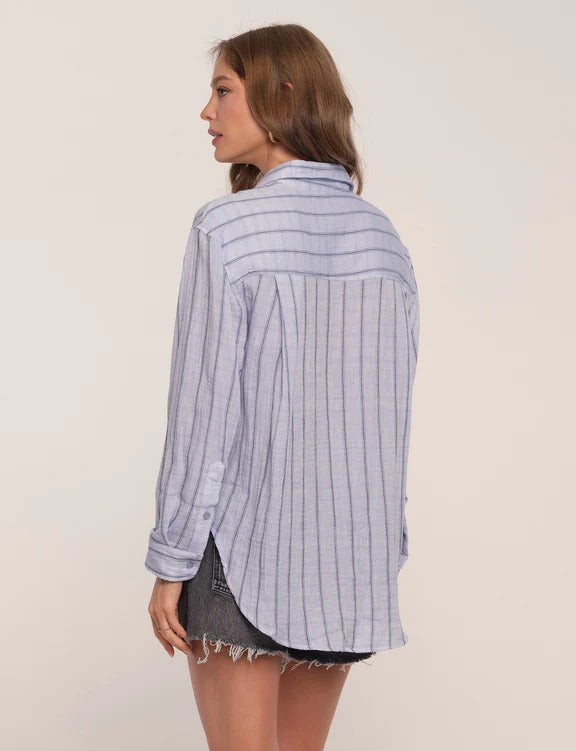 Sky Blue Striped Gauze Blouse