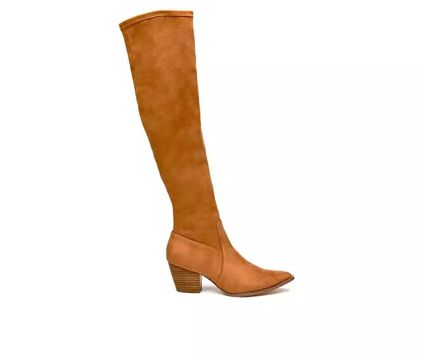 Tan Broadway Suede Over-The-Knee Boot