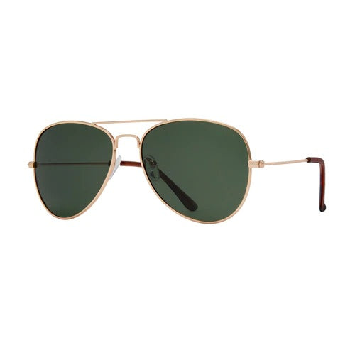 Gold Aviators w/ Green Gradiant Polarized Lenses Sunglasses
