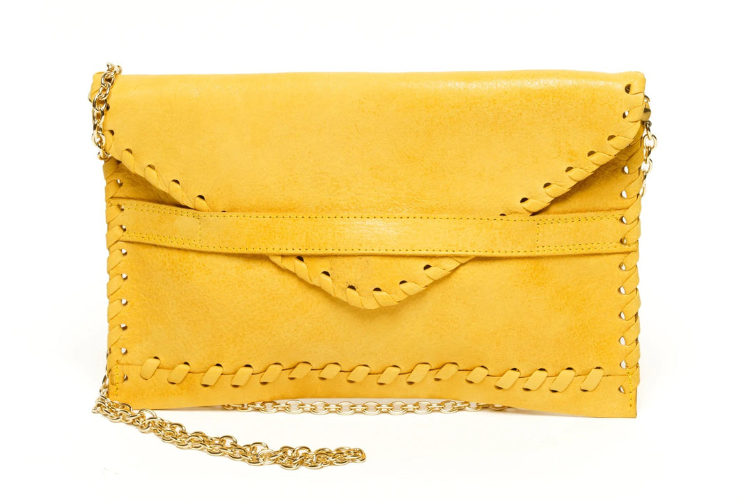 Yellow Leather Convertible Clutch
